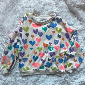 Colorful Heart Print Sweatshirt